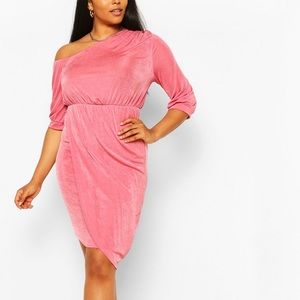 Pink Plus Size Cold Shoulder Dress